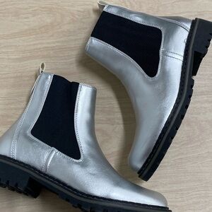 Corkys To Be Honest Round Toe Chelsea Booties Womens Silver Casual Boots NEW